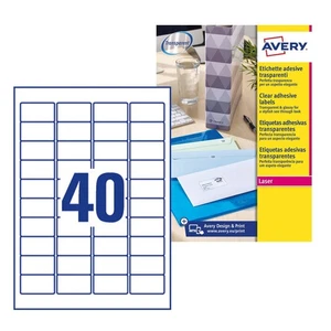 Etichette trasparenti cristallo laser autoadesive Avery 45,7 x 25,4 mm - 40 per pagina - 25 - Foto 1 di 4