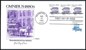 1983 Omnibus 1c Sc 1897 FDC Artmaster PNC3 #1 Transportation Coil horse-drawn - Picture 1 of 1