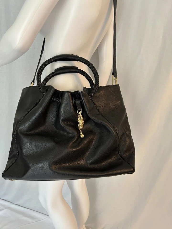 Bolso de Mano BARRY KIESELSTEIN-CORD Cuero Guijarro Negro Rana Ladybug Dije Dorado Foto 1 de 4