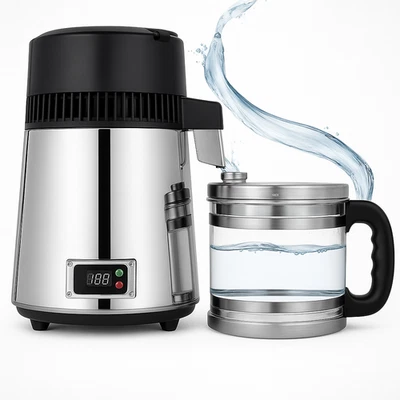 4L Water  Distiller Countertop  750W  304 Stainless Steel Distilled Purifier - Image 1 of 4