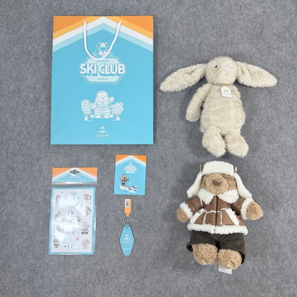 Jellycat 2025 LA Ski Club Franilla Luxe Bunny & Bartholomew Bear Alpine Outfit - Image 1 of 4