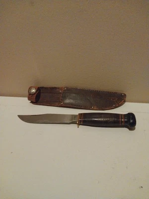Cuchillo de hoja fija vintage de canicas de 5" *Gladstone de la Fuerza Aérea, Mich usado Foto 1 de 4