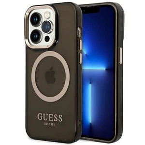 Case Guess GUHMP14LHTCMK Apple iPhone 14 Pro schwarz/black Hartschale Gold Outli - Bild 1 von 8