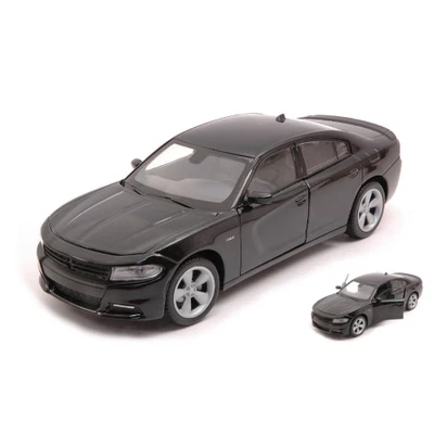 DODGE CHARGER R/T 4-DOOR 2016 BLACK 1:24 Welly Auto Stradali Modellino Nuovo - Immagine 1 di 3