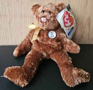 CHAMPION, ENGLAND TEDDY BEAR. 2002 FIFA WORLD CUP/ TY BEANIE BABY SOUVENIR - Picture 1 of 5