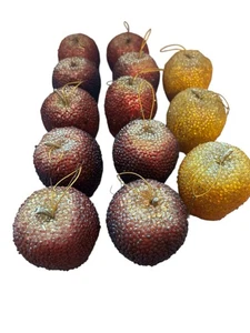 Addobbi natalizi vintage set di 13 mele frutta finte glassate allo zucchero - Foto 1 di 6