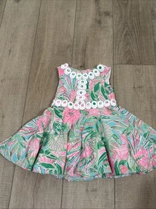 Lilly Pulitzer Kleid Mädchen 3 Idala Etuikleid bestickt Blumen rosa grün adrett - Bild 1 von 7