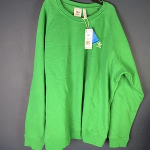 Adidas Sweatshirt Trefoil Essentials Crew Neck Men's 2XL Green - Picture 1 of 11