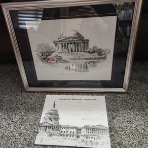 Signed Framed Matted Print Don CANNAVARO The Jefferson Memorial Washington DC. - Picture 1 of 7