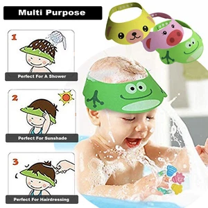 SHOWER CAP FOR KIDS | Shampoo Eye Shield for Baby Bath Hair Hat Cap Visor Guard - Picture 1 of 24