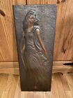 Vintage  Aaron Girl Hand Carved Copper Plaque (Came Out of Botanical Gardens BKN
