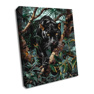 Ideyka Painting by Numbers kit A graceful panther with metallic paints KHO6619 - Picture 1 of 2