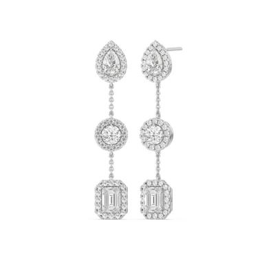 Runder Damen-Ohrring Weißgold 5,00 kt im Labor hergestellter Smaragd Diamant ... - Bild 1 von 4