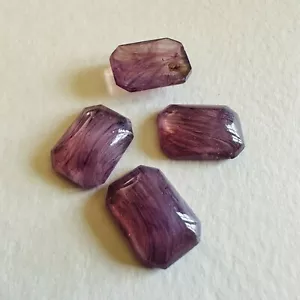 AM1217 Vintage Glas Cabochons 18x13mm Achteck Amethyst ""fehlerhaft"" unfoliert (4) - Bild 1 von 1