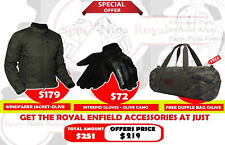 Royal Enfield "WINDFARER JACKET OLIVE & INTREPID GLOVE with Free Duffle Bag"