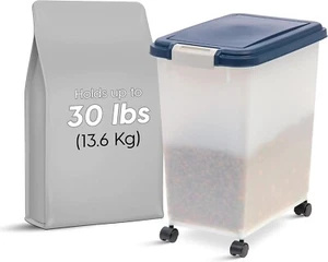 30 lb Pet Food Storage Container Large Dry Bin for Dog Cat Bird BPA Free Wheels - Picture 1 of 7