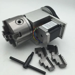 Router incisione CNC asse rotante A 4° asse tavoli albero cavo 4 ganasce mandrino 80 mm - Foto 1 di 12