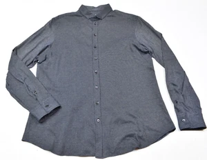 Armani Collezioni Shirt Mens XL Blue White Woven Cotton Button-Up Band-Collar - Picture 1 of 10