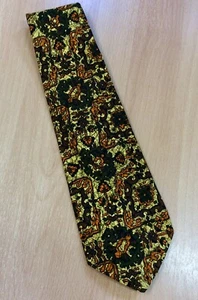 Stunning 1970s Extra Wide Yellow And Orange Geometric Print Cotton Tie - Picture 1 of 3