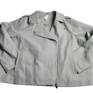 2739 LC Lauren Conrad Faux Suede Mint Moto Jacket Women's 2XL - Picture 1 of 6