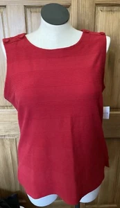 Liz Claiborne Women Nwt Size XL Red Buttons On Shoulder Textured Tank Top - Picture 1 of 2