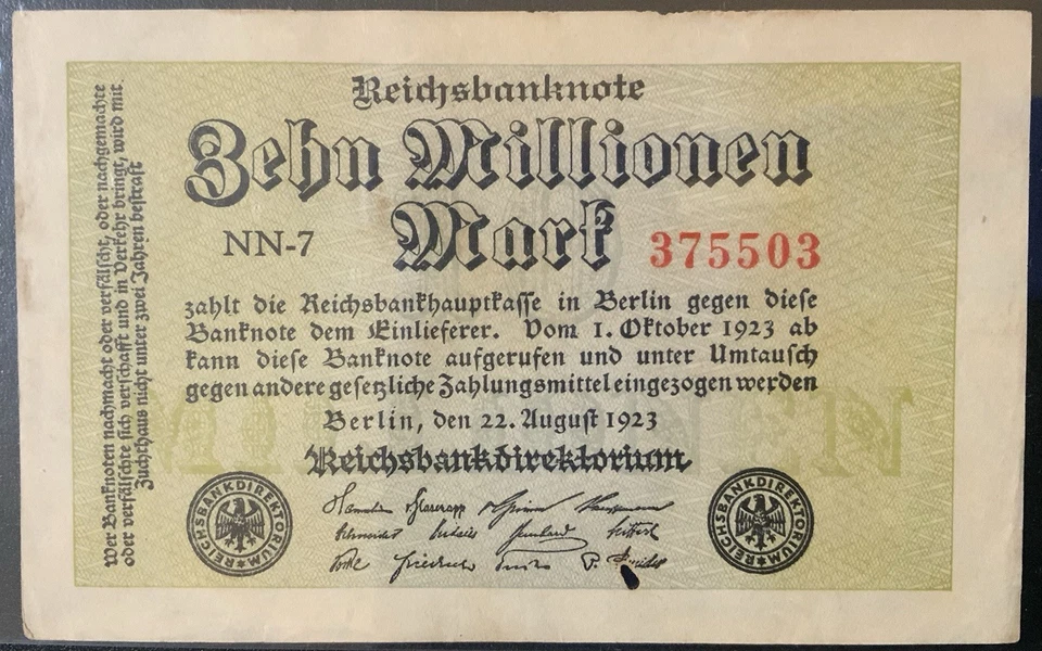 1923 GERMANY PAPER MONEY - 10,000,000 MARK BANKNOTE! - Image 1 of 2