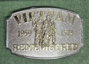 Vtg Belt Buckle Vietnam Remembered 1959-1973E F HART AND VVFM Nickel Silver... - Picture 1 of 5
