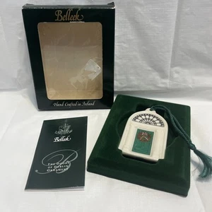 Vtg Belleek Green Doors of Dublin Irish Christmas Ornament w/Box Porcelain China - Picture 1 of 5
