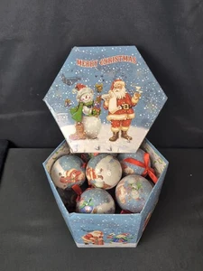 12 adornos de bola azul muñeco de nieve Winter Wonderland Santa en caja - Imagen 1 de 7