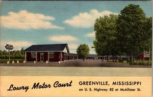 Greenville Mississippi Lowry Motor Court Highway 82 linen Postcard D932 - Picture 1 of 2