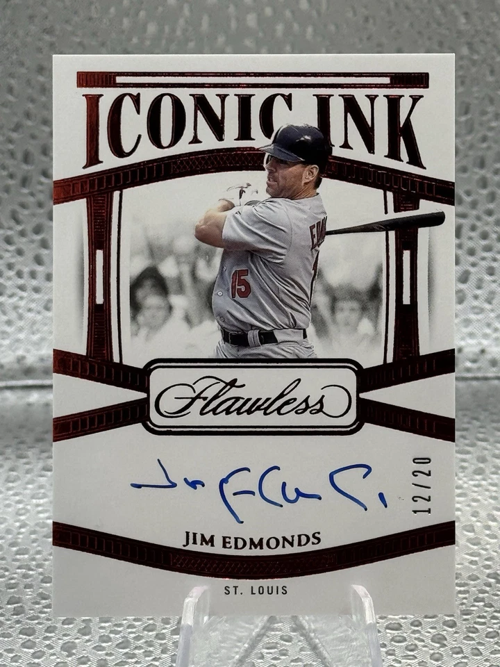 Tinta icónica Jim Edmonds 2024 impecable rubí automático/20 cardenales Foto 1 de 4