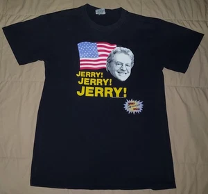 VTG 90s JERRY SPRINGER T SHIRT MEDIUM TV SHOW PROMO Y2K STANLEY DESANTIS US FLAG - Picture 1 of 6