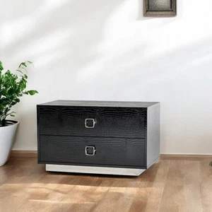 19" Black Solid Wood Nightstand - Picture 1 of 6