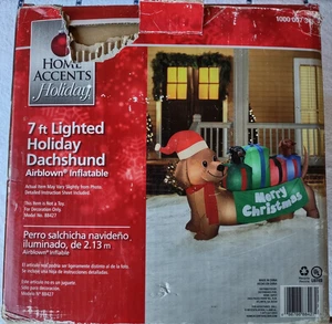 Home Accents Holiday Christmas Xmas 7FT Lighted Dachshund Dog Inflatable RARE - Picture 1 of 7