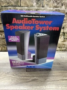 NEC AudioTower Powered Speaker System Multimedia 1994 Vintage W0-SPKR1A w/ Box - Zdjęcie 1 z 14