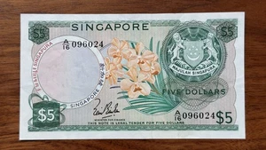 Singapur 5 Dollar (1967) Sig. Lim Kim San P2a AU - Bild 1 von 2