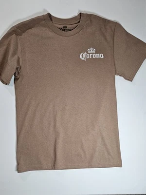 Camiseta Corona Para Hombre Pequeña Marrón Tostado Informal Cerveza Mexicana Gráfico Camiseta Foto 1 de 4