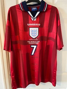 Authentic Vintage England 1998 World Cup France shirt BECKHAM 7 size XL, S3 - Picture 1 of 12