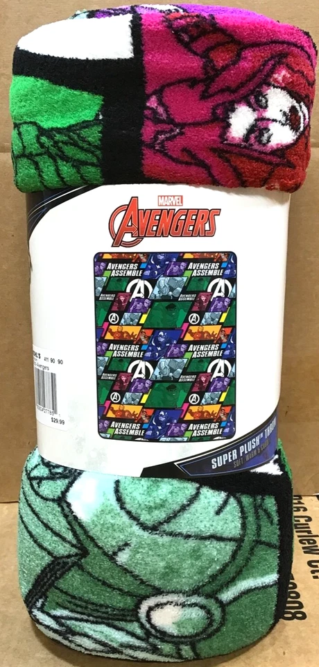 Marvel Avengers Super Plush Throw Blanket 46in X 60in Soft & Cozy