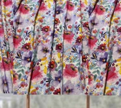 Cenefa de otoño, cenefa floral acuarela rosa púrpura cortina sin forro 40” W x 14” L Foto 1 de 3