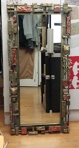 Vintage Brutalistischer 42" Wandspiegel von Syroco, Hollywood Regency Neuwertig!!! - Bild 1 von 5