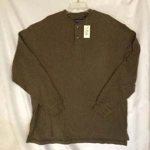 Neu mit Etikett Roundtree & Yorke braunes langärmliges Strick Herrenhemd, 1/2 Knopf, Größe XL - Bild 1 von 6