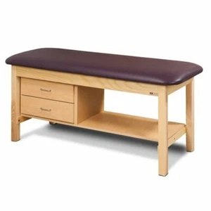 Clinton Flat Top Classic Series Treatment Table with Shelf and Two Drawers - Picture 1 of 37