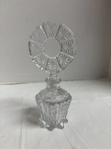 MCM Bottiglia Profumo Vintage Vetro Pressato Trasparente con Tappo 7" (Piccola Macchia) - Foto 1 di 11