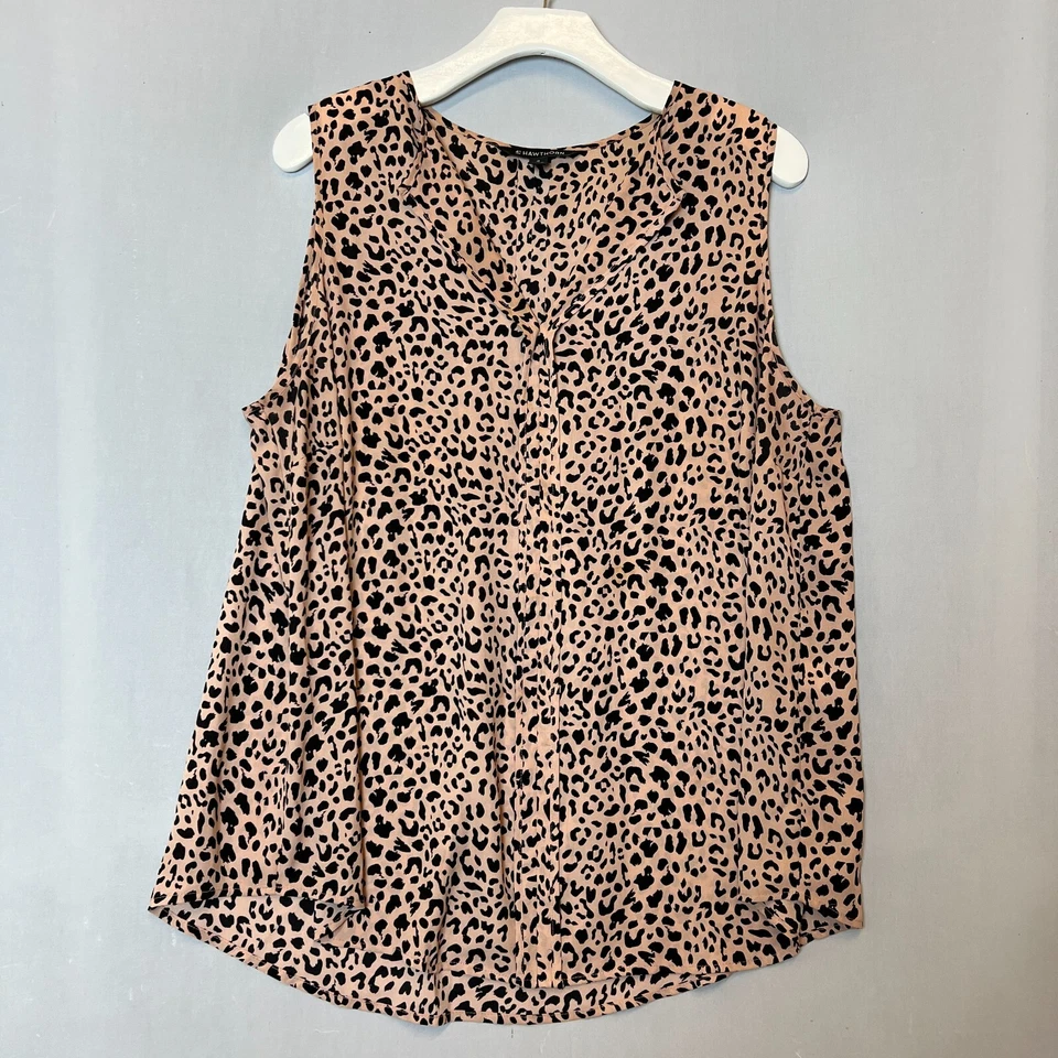 Blusa 41 Hawthorn Top Mujer Extra Grande Estampado Leopardo Beige Sin Mangas Foto 1 de 4