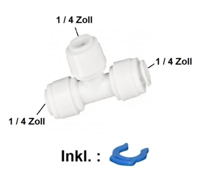 PLANET-AQUA 1 x T-Stück Verbinder 1/4 Zoll Umkehr Osmose Anlage Kühlschrank Filter Schlauch