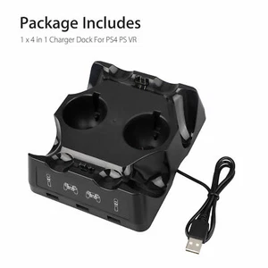 For Play Station PS4/MOVE/VR 4 in1 Controller Charger Dock Station Stand LED US - Picture 1 of 8