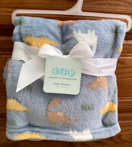 *Dinosaur Blue Baby Blanket New Soft Plush 30"x40" Multicolor Dinos Boys - Picture 1 of 3