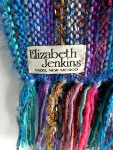 Handwoven Women's Scarf Multicolored Fiber Artist Elizabeth Jenkins Taos NM - Picture 1 of 5