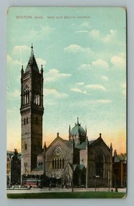 Cartolina antica nuova vecchia chiesa del sud Boston Massachusetts - Foto 1 di 2